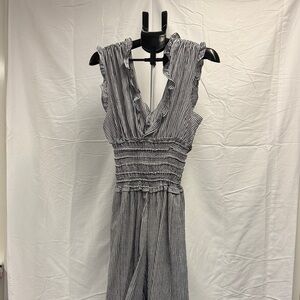 Max Studio Black and White Textured Jumpsuit